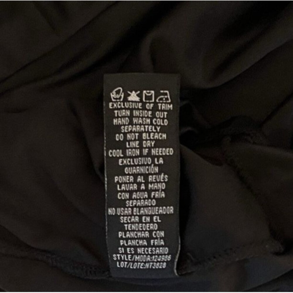 RN Studio Ronni Nicole Black Blue Green Floral Faux Wrap Ruched Keyhole Sz 10P - Picture 8 of 8